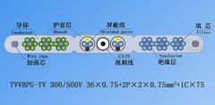 扁平絞合型排列帶屏蔽、鋼芯和視頻線電梯電纜